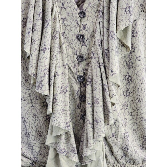 ALK Women's Medium Anama Ruffle V Neck Peasant Button Down Blouse Shirt Top EUC - Picture 4 of 14